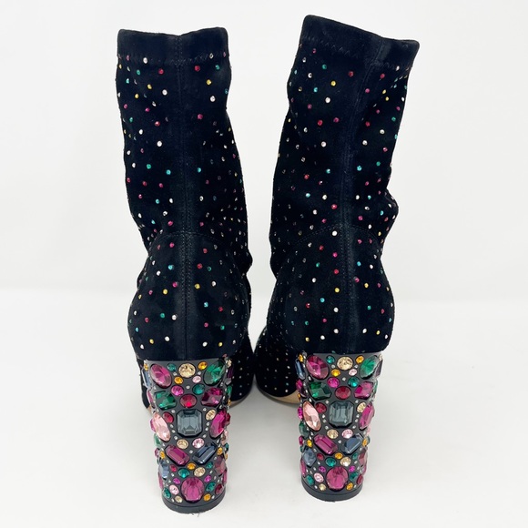 Jimmy Choo Boots Black Suede Bejeweled Sock Boot - Picture 6 of 9